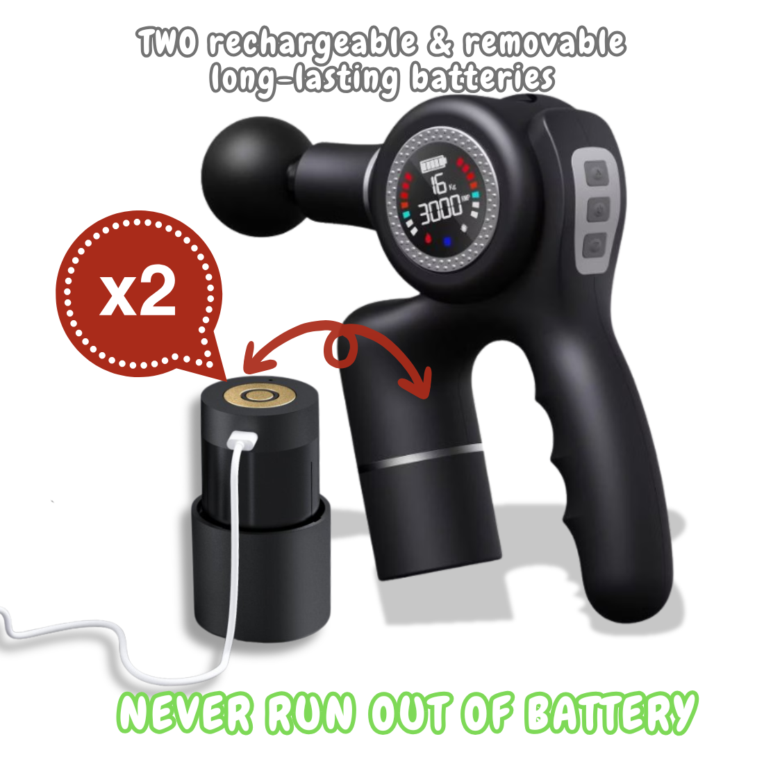 Professional Massage Gun EVOLVIENCE PRO – Dual Batteries